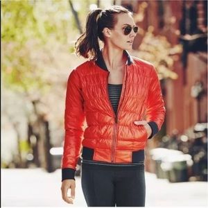 Athleta Goose Down Oran-Red Bomber Jacket SIZE S